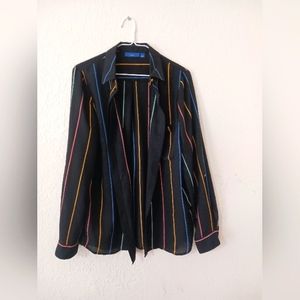 Black multicolor button down